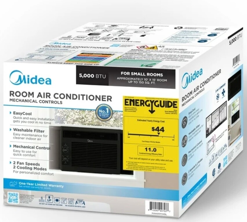 Midea 5,000 BTU Room Air Conditioner – Black (MAW05M1WBL)