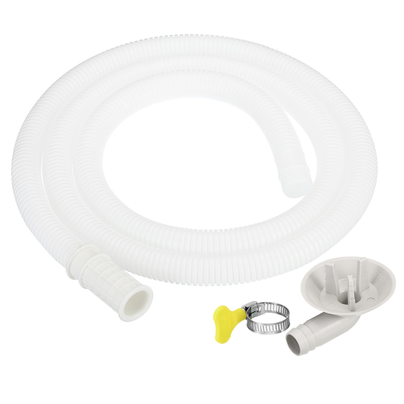 4.9ft Air Conditioner Drain Hose Kit, Hose with Clamp Connector 4, White