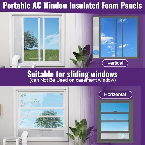Insulated Foam Panels for Portable AC Window Vent Kit,Adjustable Thick Air