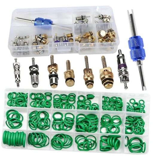 Car A/c Repair Kit, 270PCS O-Ring Set + 40PCS Car Air Conditioner Valve Core