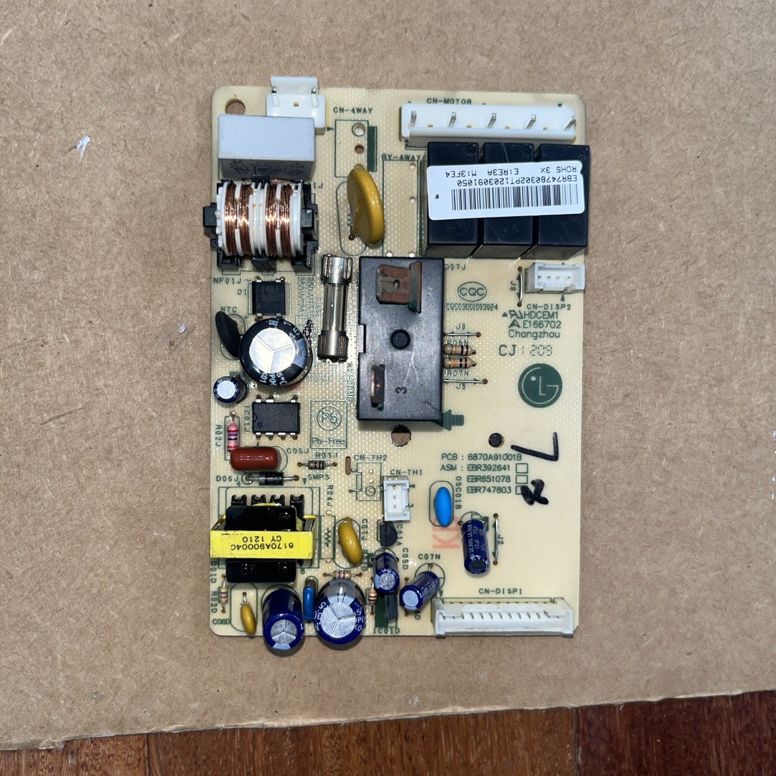 LG Air Conditioner Control Board EBR74780303 6870A91001B-1 EBR392641
