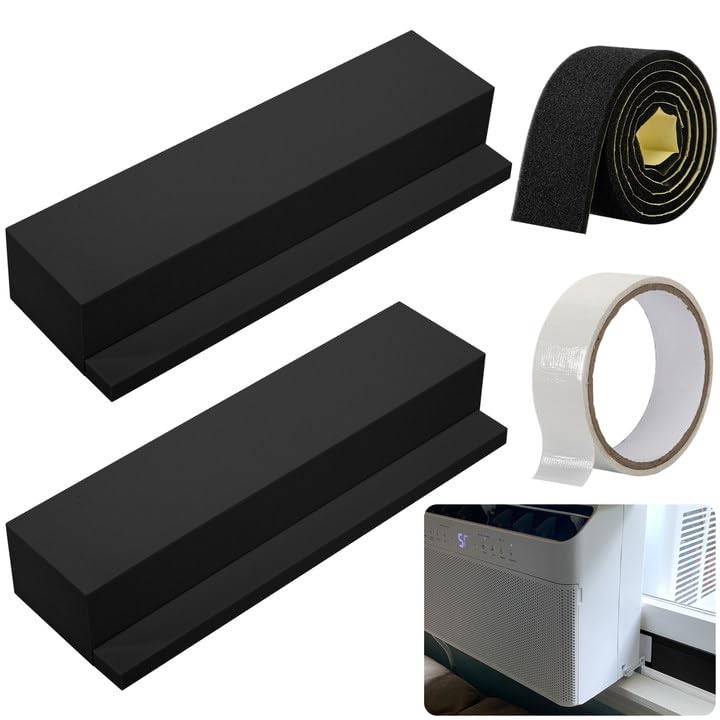 moonoom 2 Pack Air Conditioner Foam Block, Window AC Side Foam Block Grey-1set