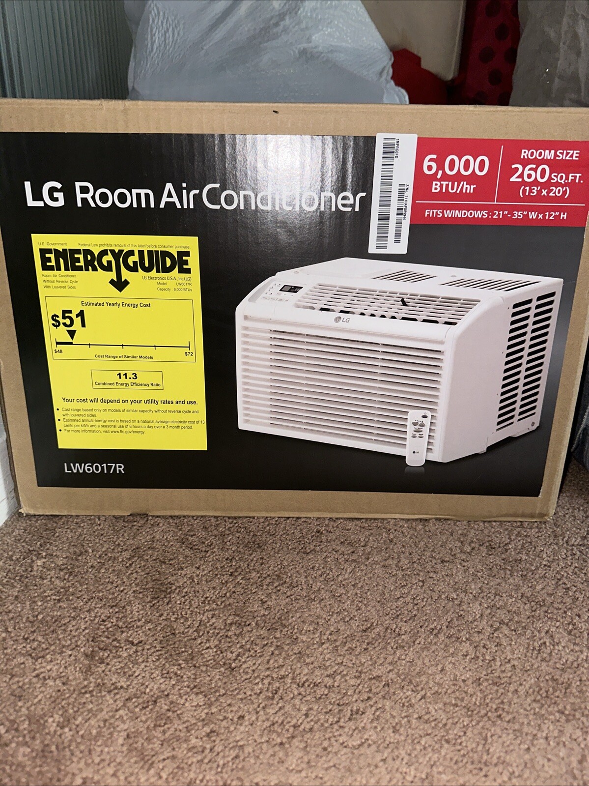 LG LW6017R 6000 BTU Remote Control Operated Window Air Conditioner Used Read