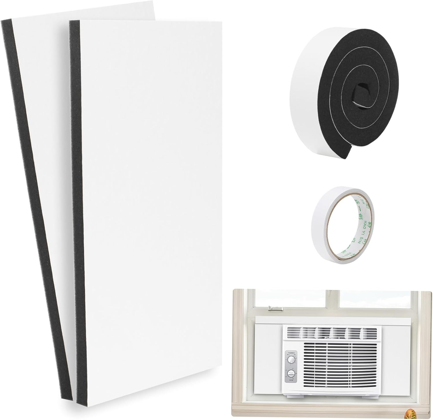 HOXHA Air Conditioner Foam Insulation Window Kit 2 Pack, AC Side Panels Kits, Ai