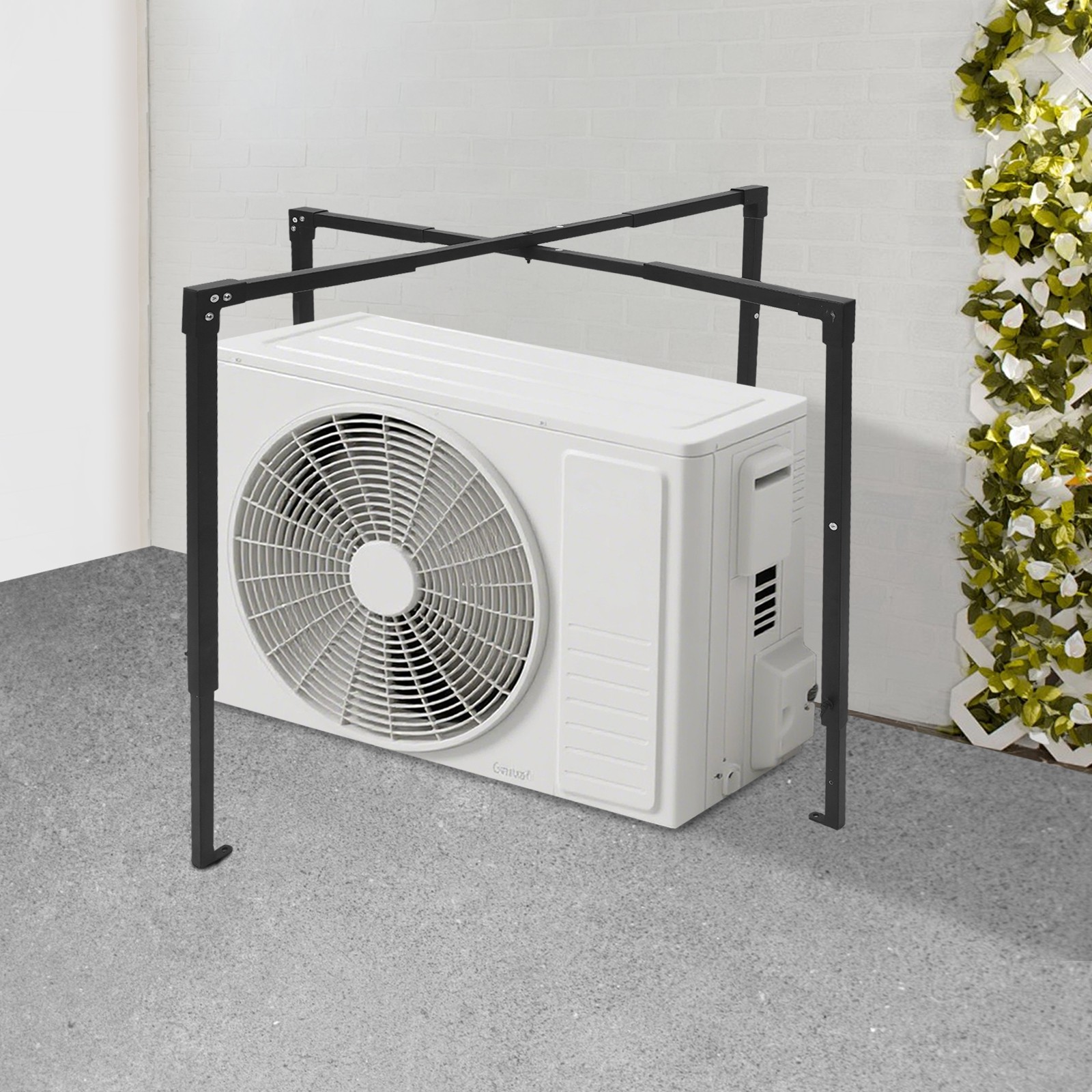 Ac Security Cage, Air Conditioner Cage, Adjustable Air Conditioner Cage Black