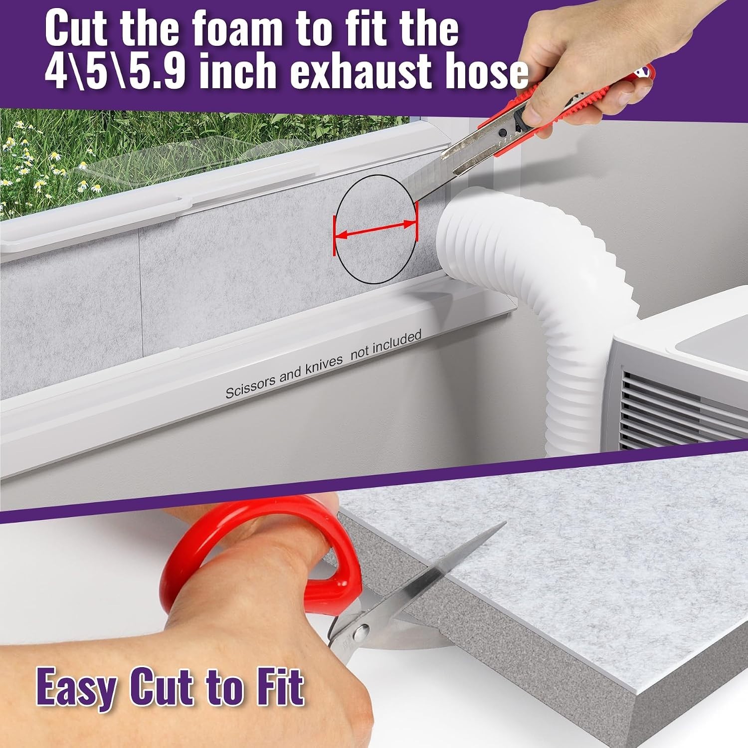 Insulated Foam Panels for Portable AC Window Vent Kit,Adjustable Thick Air Co…