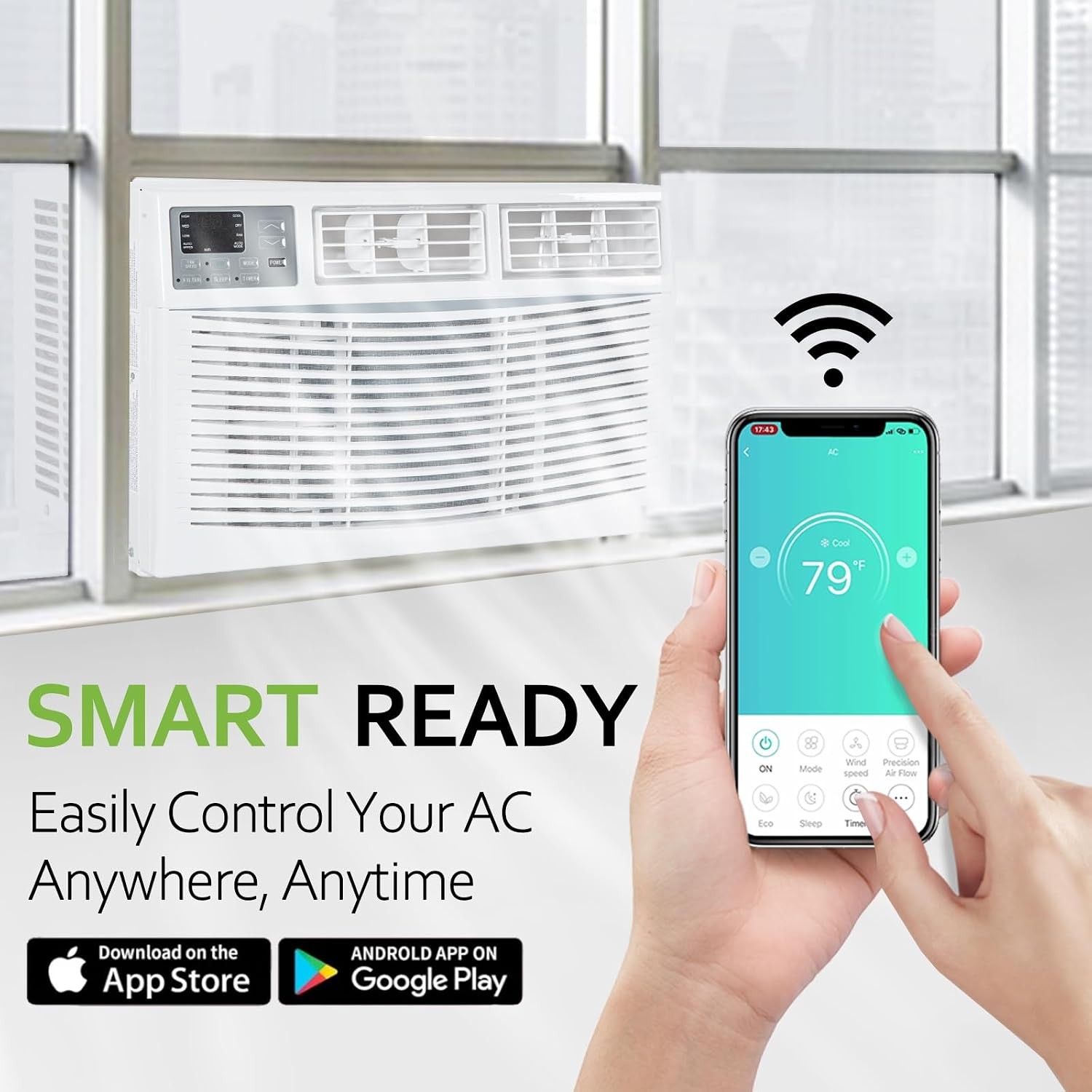 WiFi Enabled 12,000 BTU Window Air Conditioner Smart Window AC Unit W/ Remote