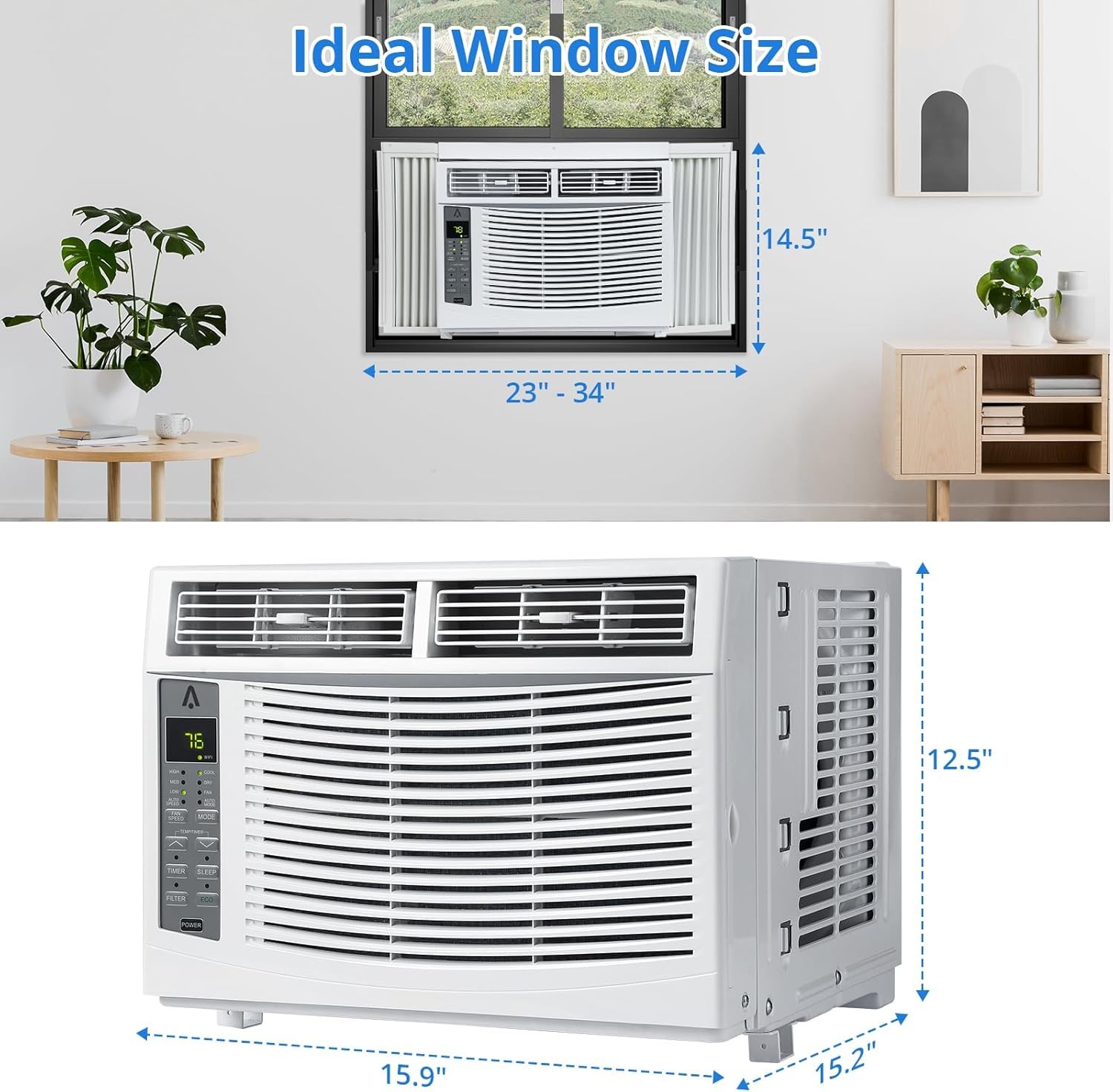 Window Air Conditioner 6000 BTU, Window AC Unit Cools Up to 250 Square Feet