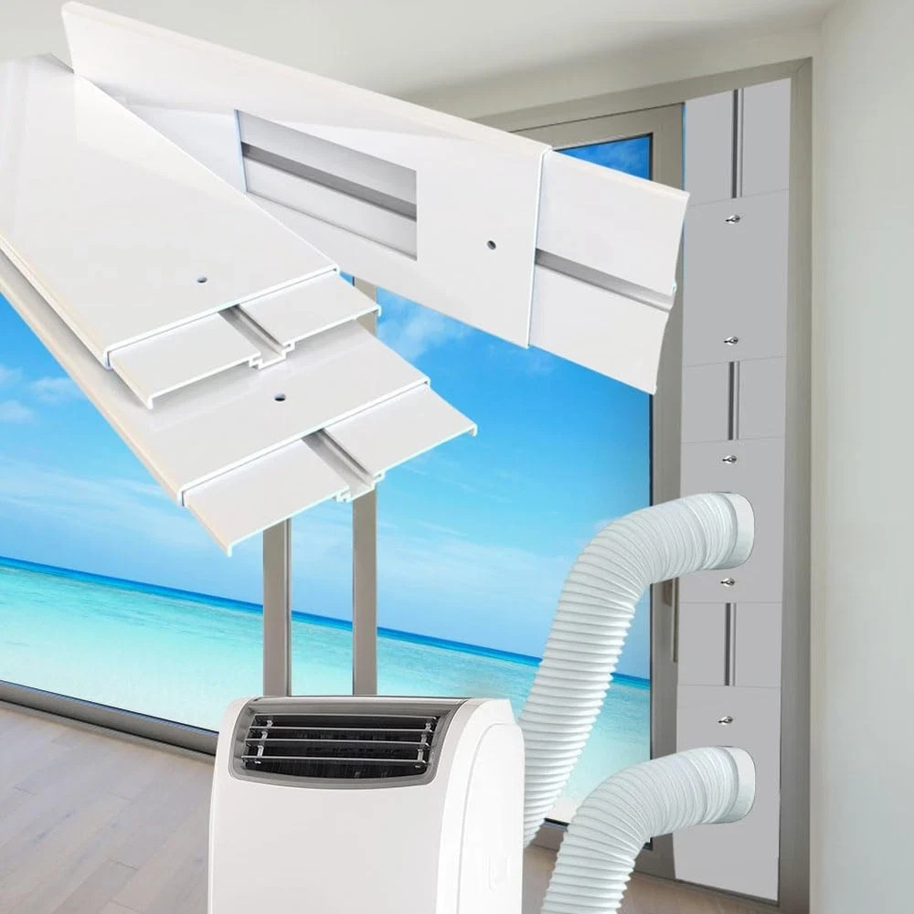 95&Prime; Sliding Door AC Vent Kit for Dual Hose Portable Air Conditioner with Screen
