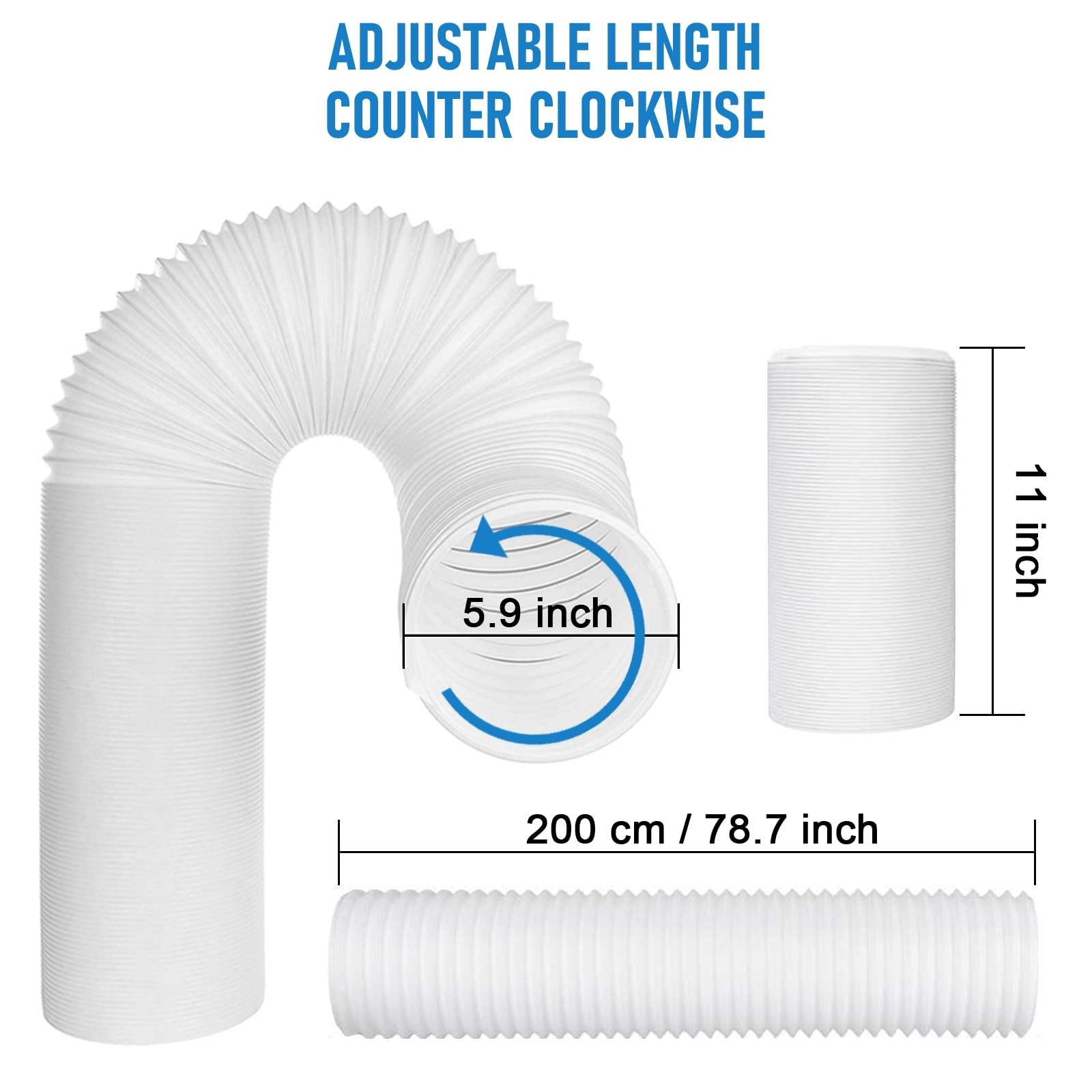 Portable Air Conditioner Window Vent Kit – 5.9&Prime; Exhaust Hose, Sliding Window Sea