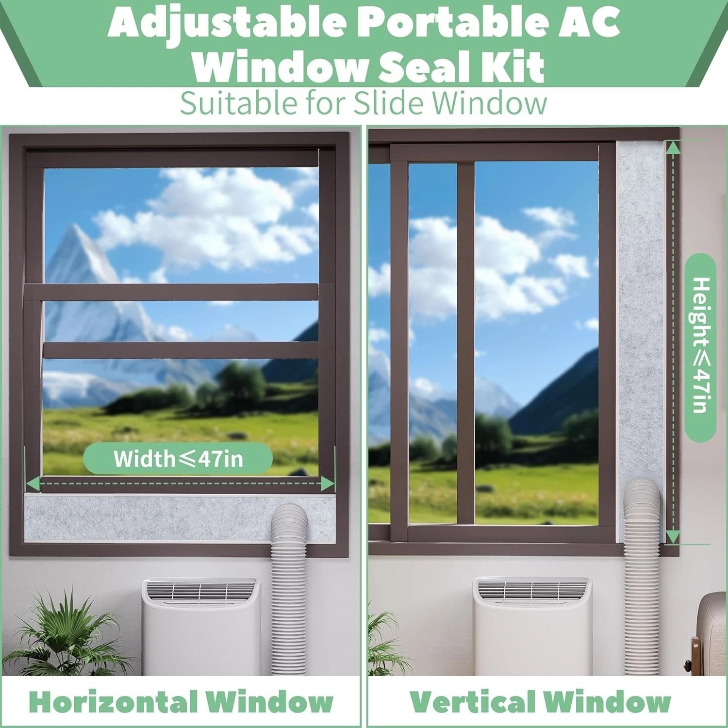 Portable Air Conditioner Window Vent Kit with Insulation Foam Panels, Adjusta…