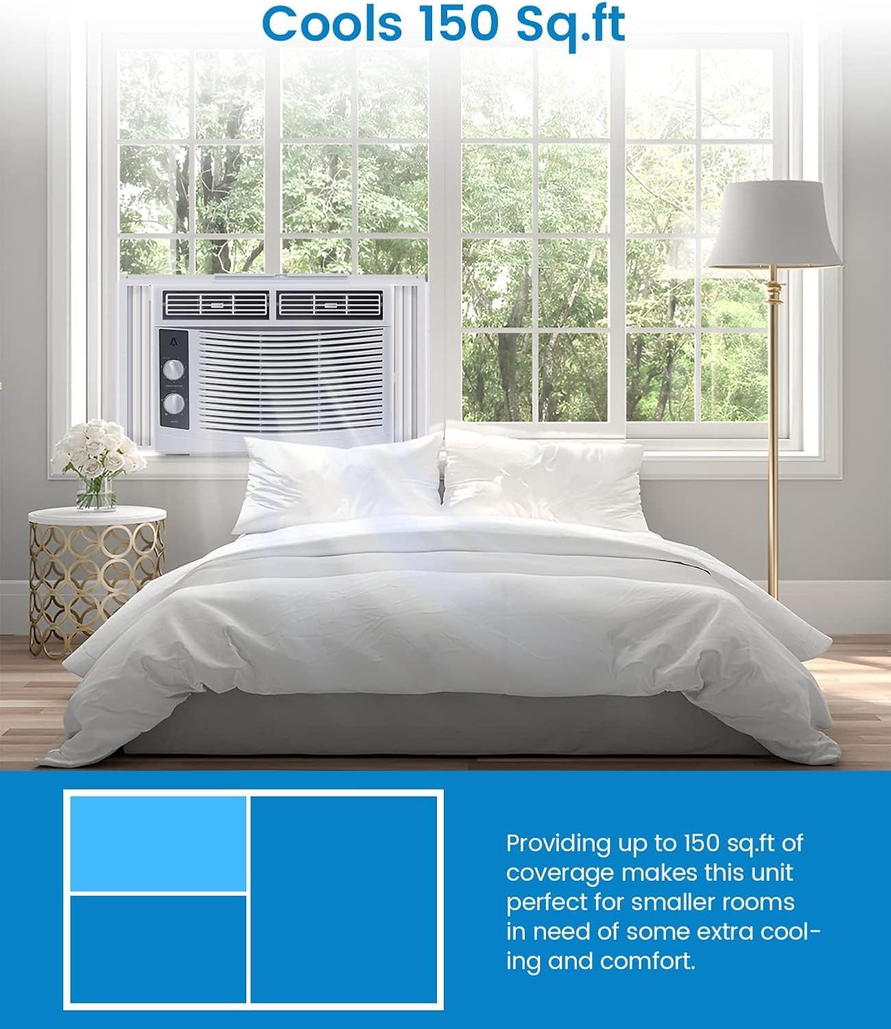 5000 BTU Window Air Conditioner, Mechanical Control Panel Window AC Unit Cools u