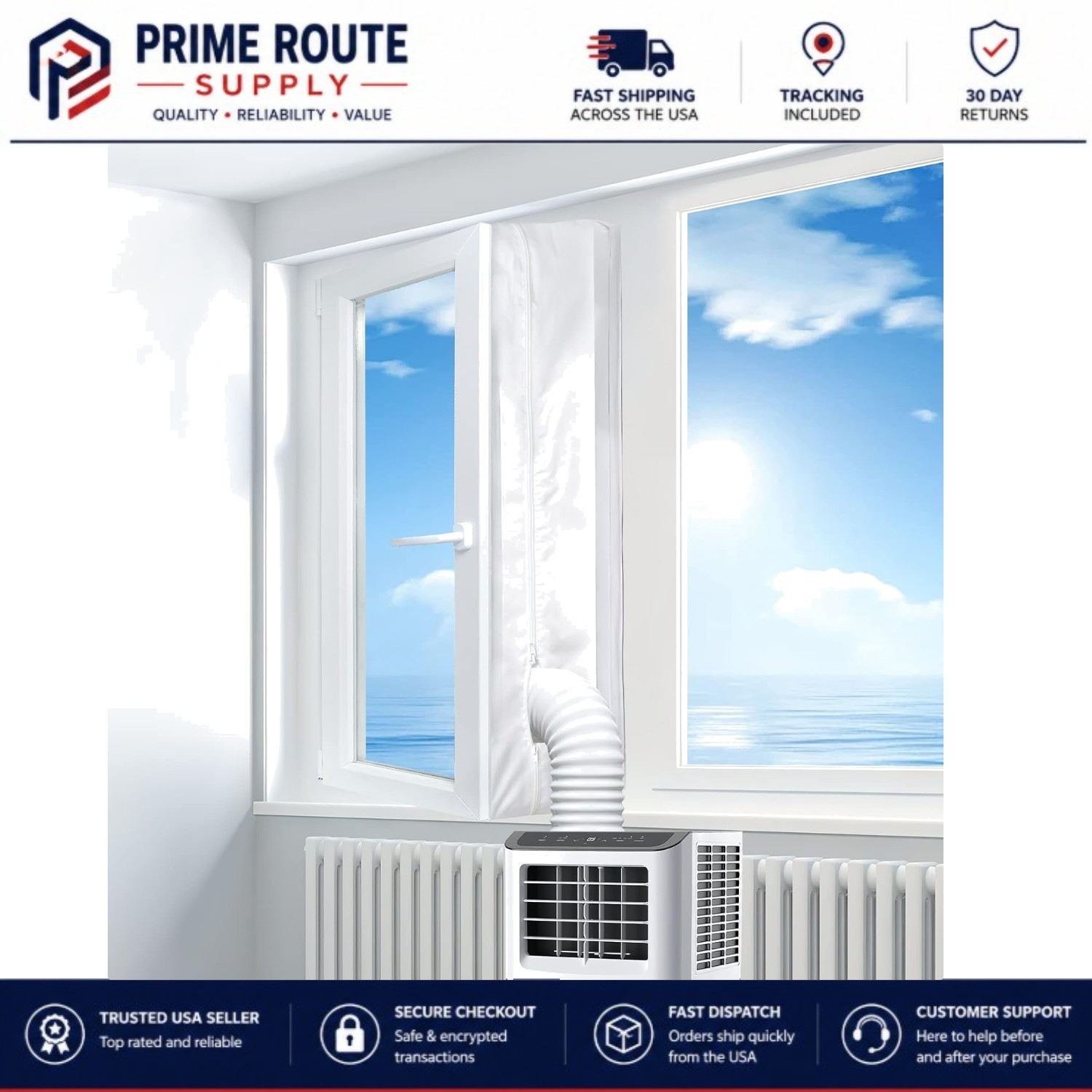 Dual-Zipper Window Seal Kit for Portable AC – Easy Installation, Airtight Seal