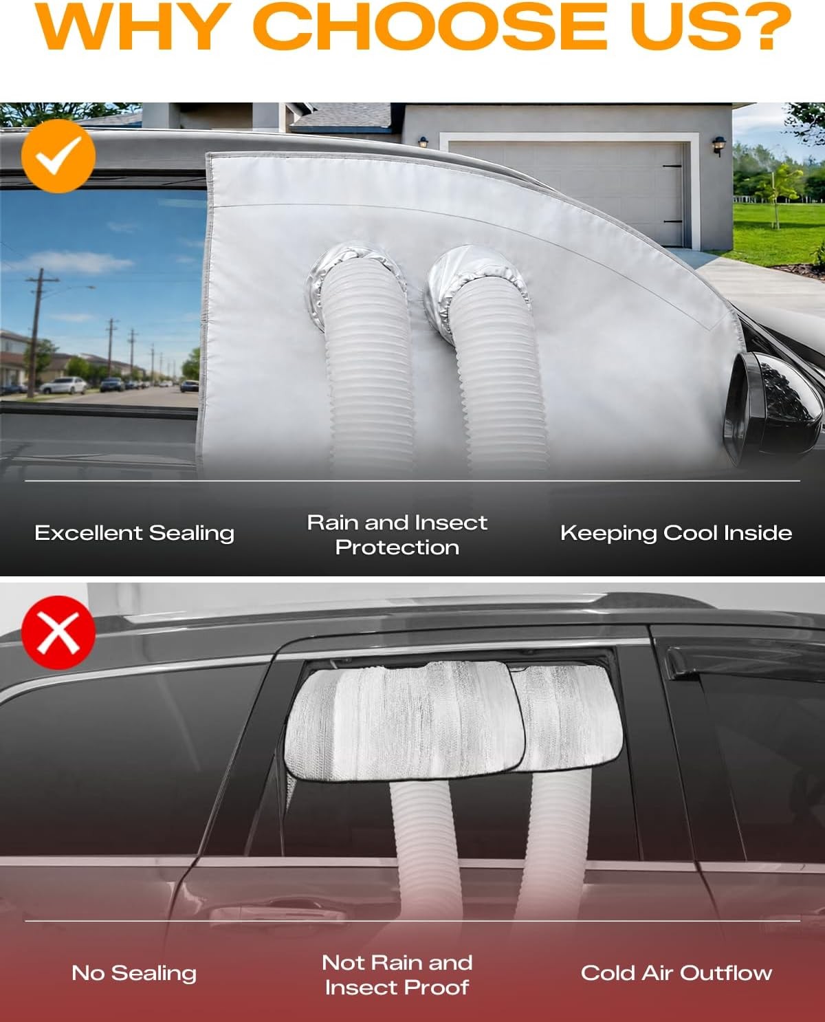 Portable Air Conditioner Window Kit Car Window Vent Seal Kit for Ac/Dryer | Fit