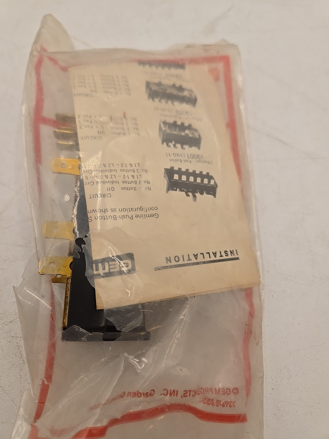 GEMLINE Window A/C Push Button Selector Switch 19003, 190-3 (9C6)