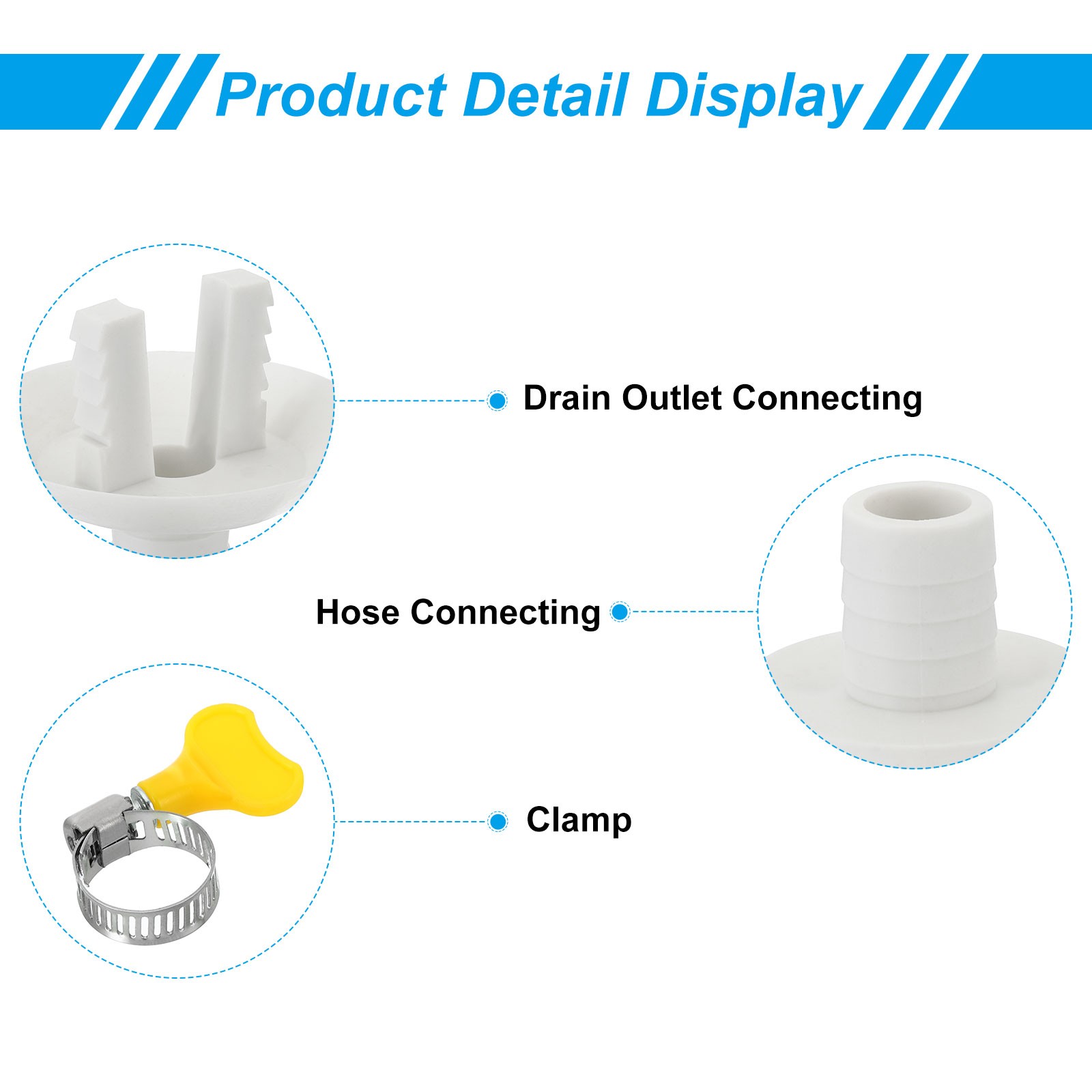 4pcs 27mm Air Conditioner Drain Hose Connector with Clamp, White Style 2