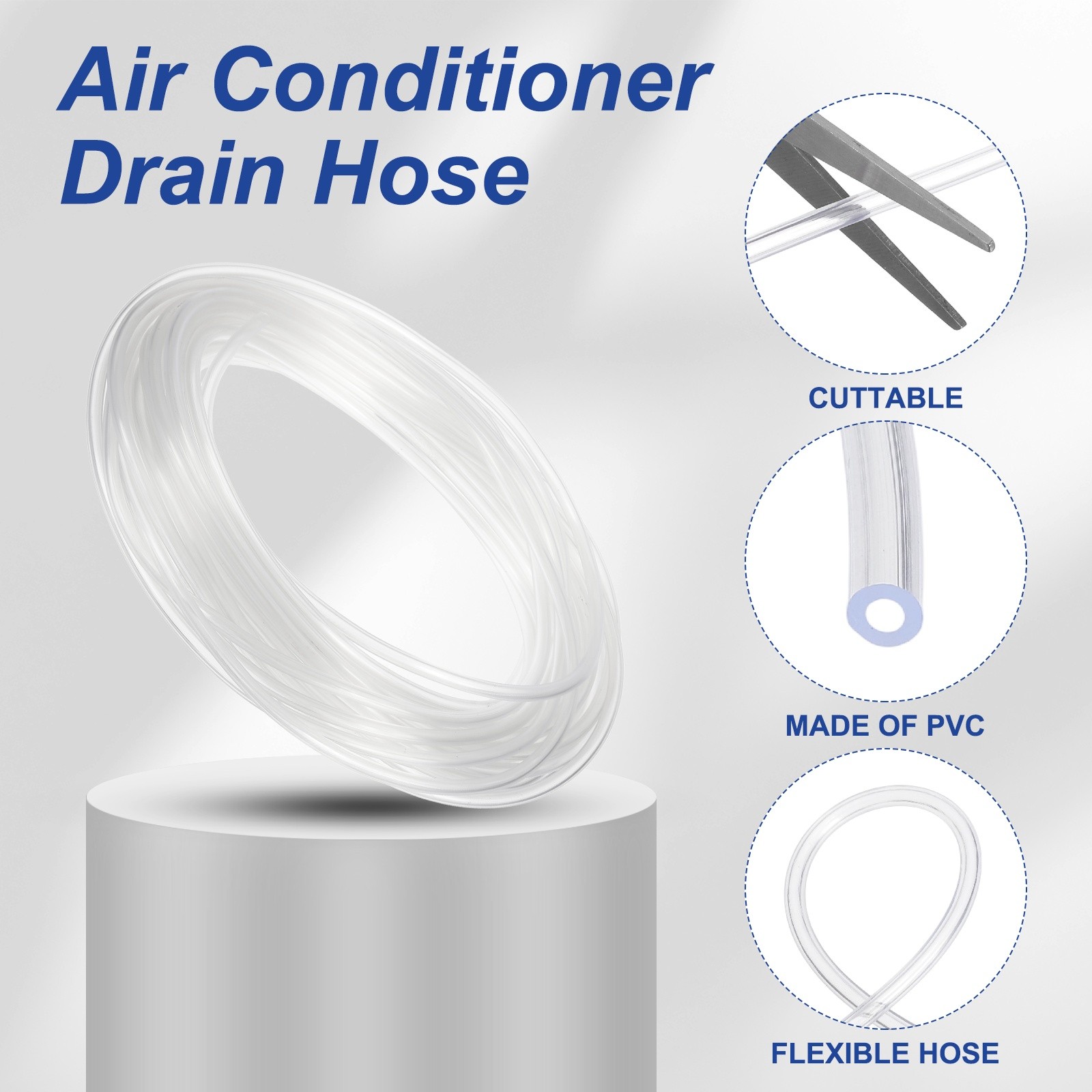 32.8Ft Air Conditioner Drain Hose 3/32&Prime; ID x 1/6&Prime; OD Universal AC Drain Pipe
