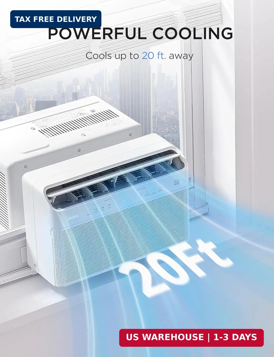 12000 BTU U Shaped Smart Inverter Window Air Conditioner Cools 550 Sq Ft 2026