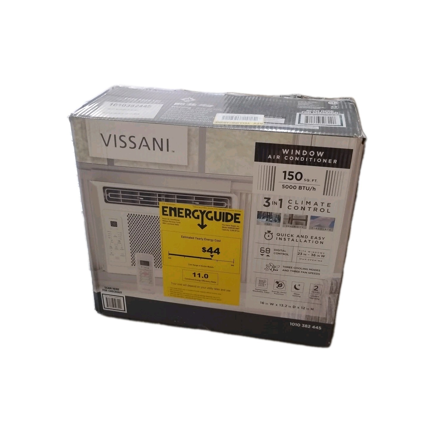 VISSANI Window Air Conditioner 5000 BTU Remote Digital VAW05R1AWT