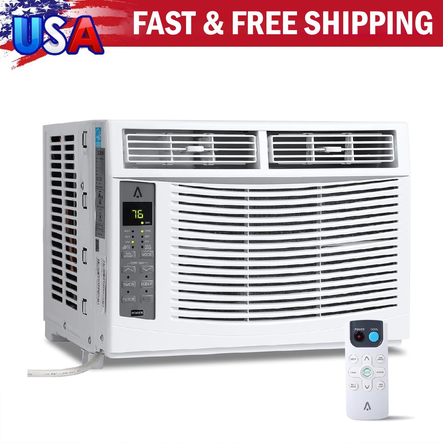 6000 BTU Window Air Conditioner ,Quiet AC Unit with Remote Control ,350 Sq.ft.