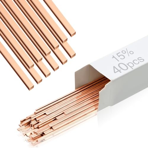 40 Sticks Brazing Rods AWS BCup-5 15% Silver Solder Phos BCup-5, 15% Silver