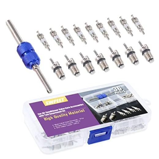 36Pcs Air Conditioner R12 R134a Valve Cores Kit, Including Assortment R12