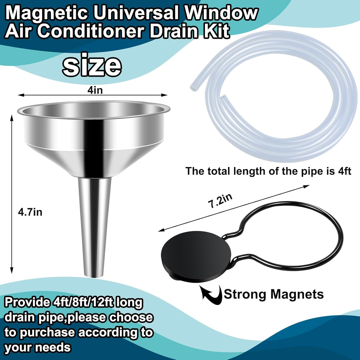 4Ft Magnetic Window Air Conditioner Drain Kit Universal Portable Air Conditioner