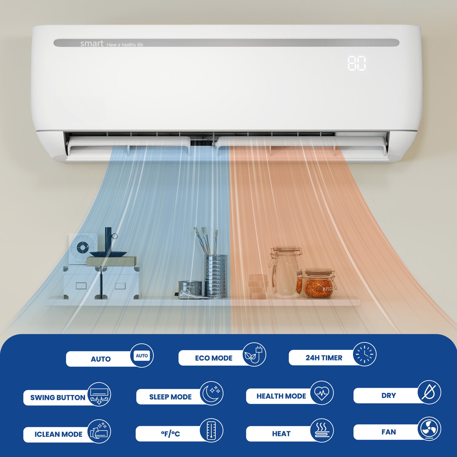 18,000 BTU Ductless Mini Split Heat Pump High Efficiency 19 SEER2 208-230V