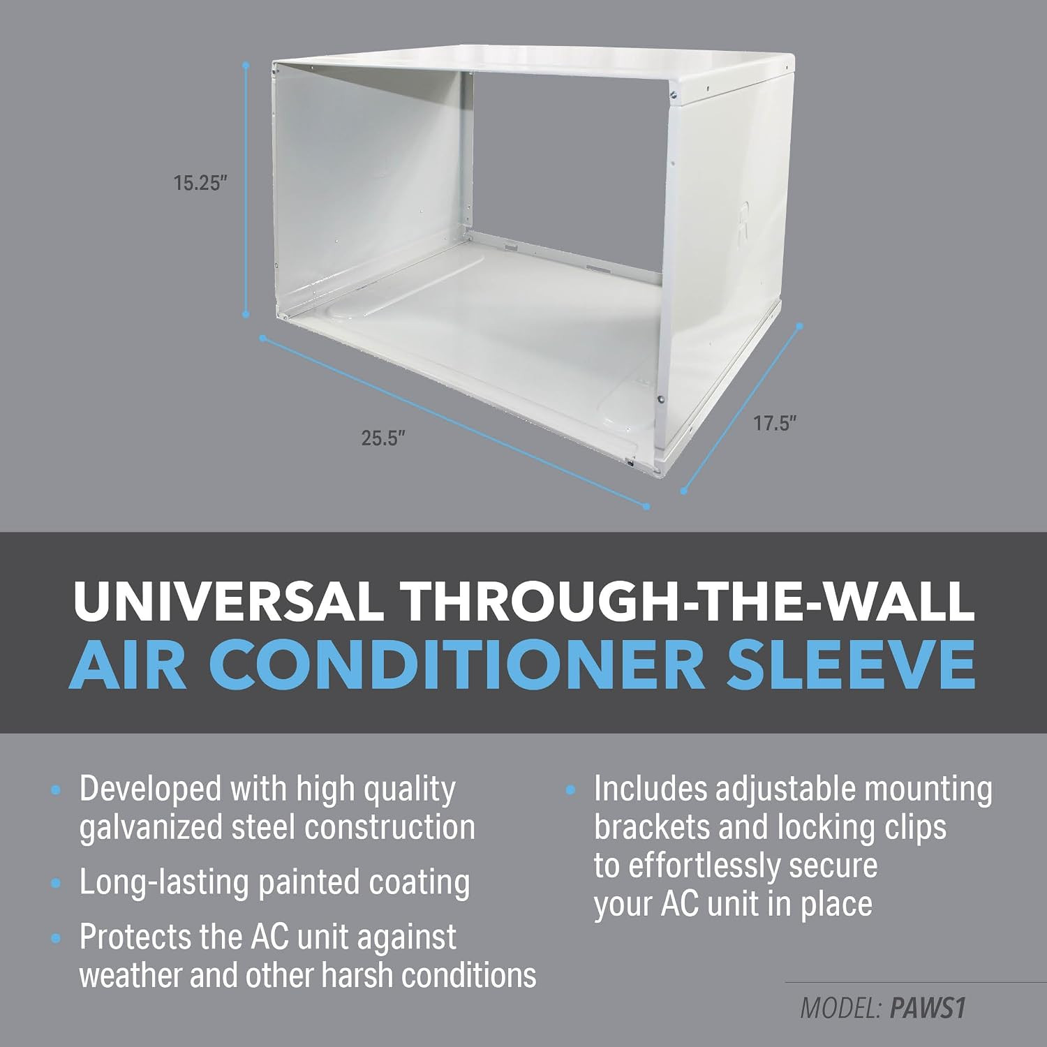 Perfect Aire PAWS1 Thru-The-Wall Air Conditioner Sleeve, Fits Standard 24-Inch T