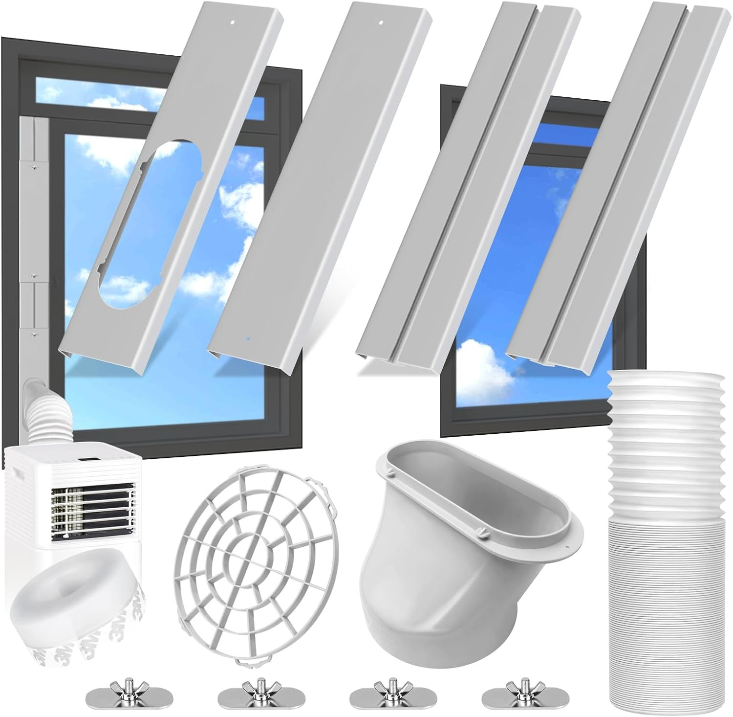 Upgrade Portable Air Conditioner Window Kit with 5.9Inch Exhaust Hose,Portable A