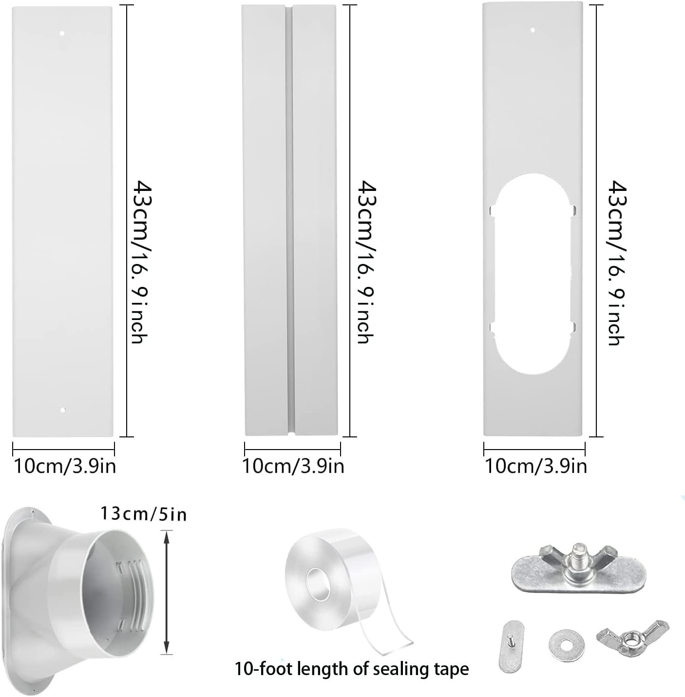 Effortless Installation Adjustable AC Window Vent Kit with 5.1” Hose Included