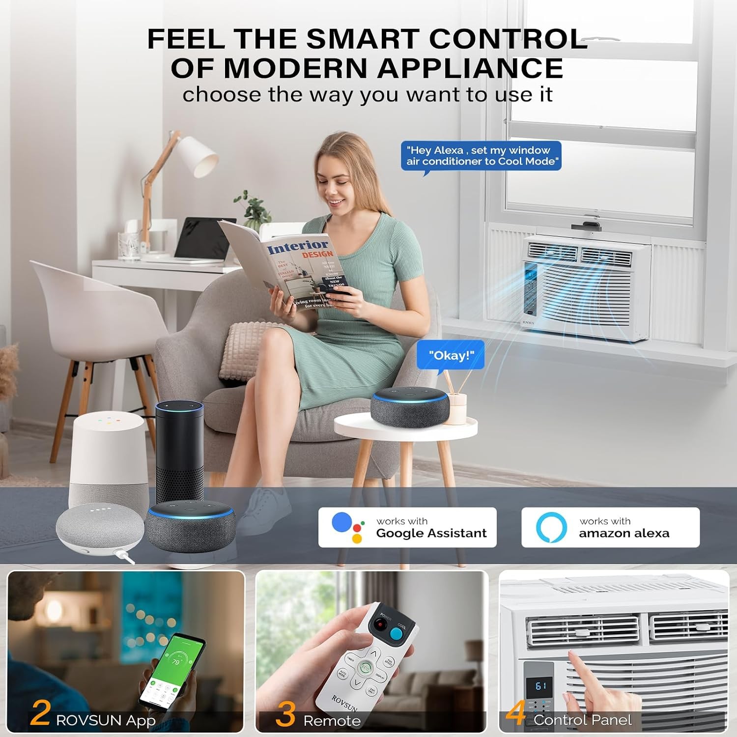Smart 6000 BTU Window Air Conditioner with WiFi Energy Saving Window AC Unit