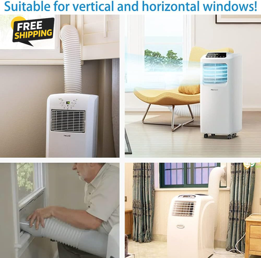 Portable AC Window Vent Kit 5.9&Prime; Exhaust Hose 59&Prime; Adjustable Window Seal Kit