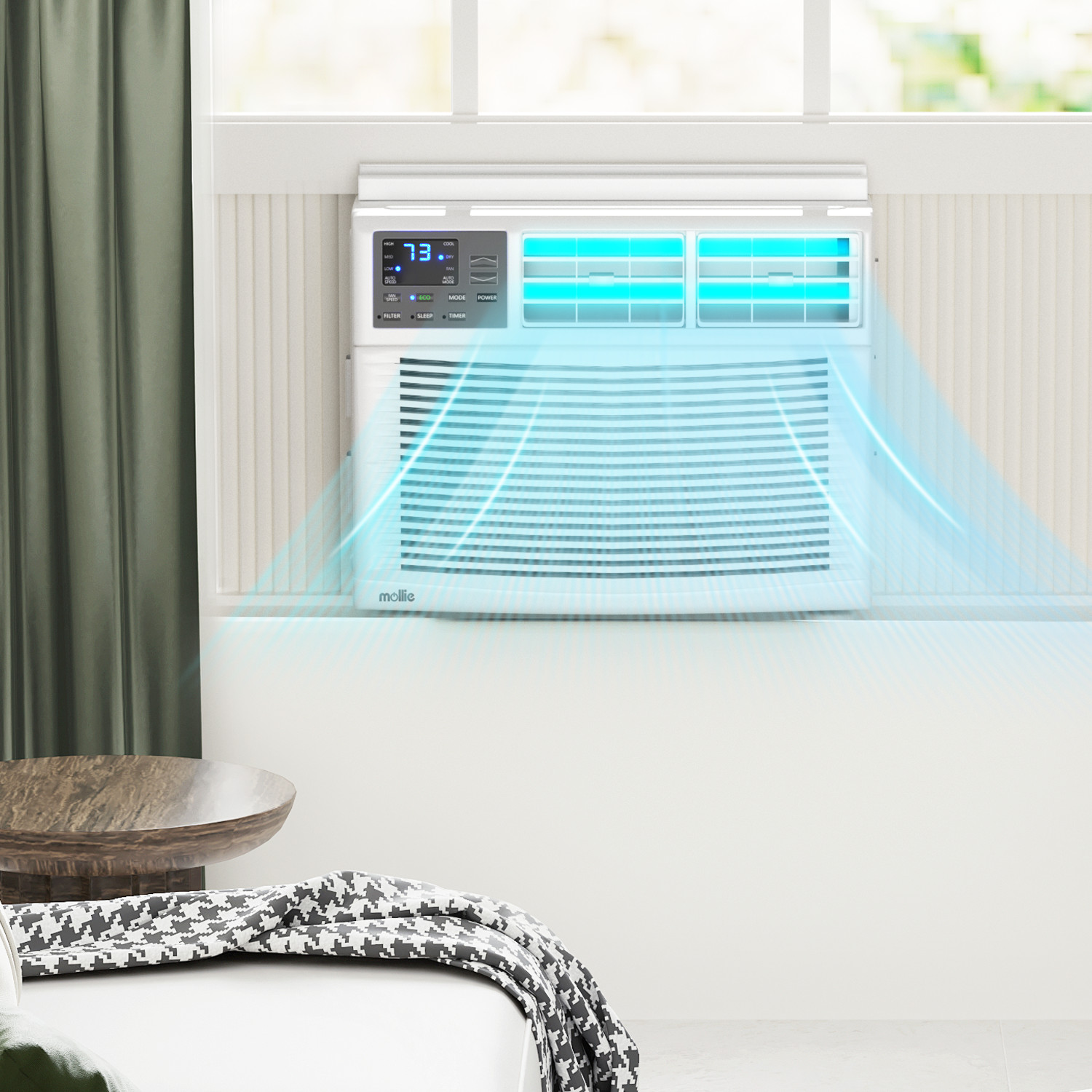 12,000 BTU Window Air Conditioner Auto Restart 6 Mode Dehumidifier Fan 450 sp.ft