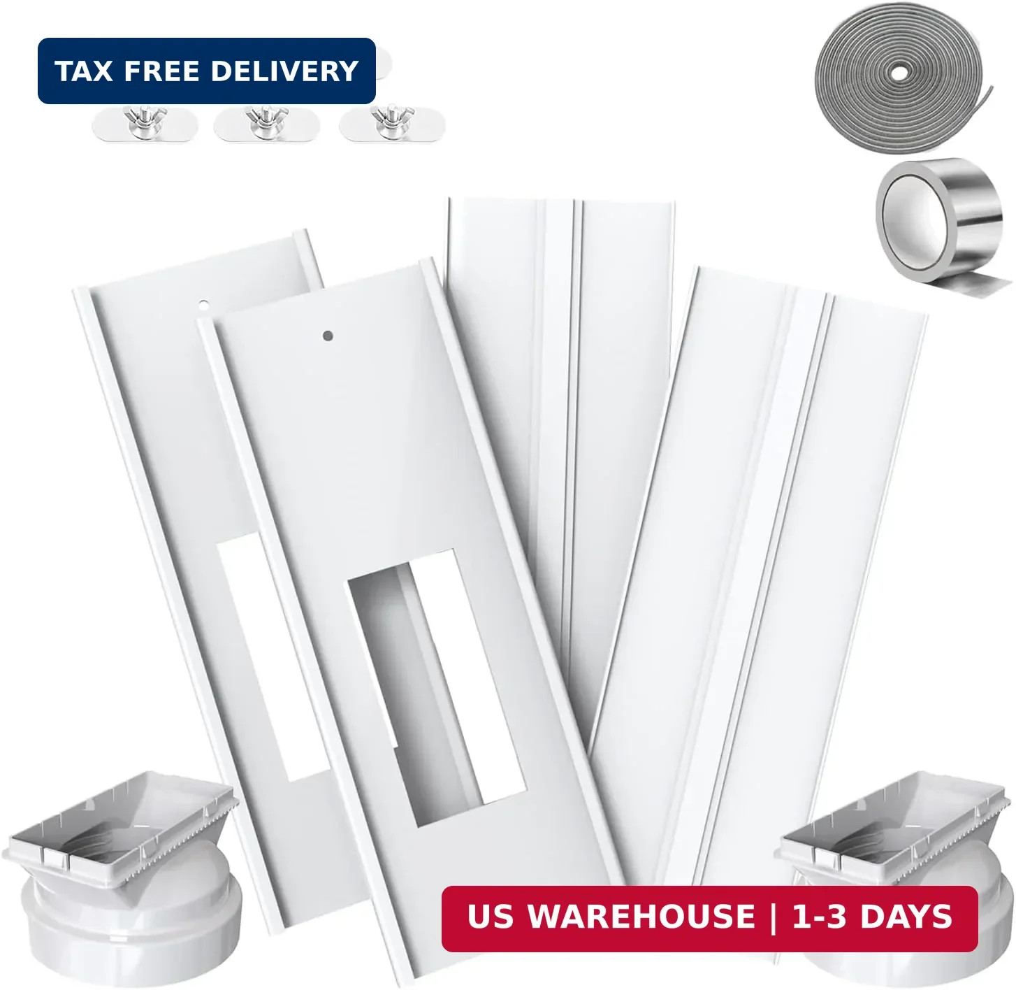 Dual Hose Portable Air Conditioner Window Vent Kit 26-62&Prime; Adjustable with 2 Univ