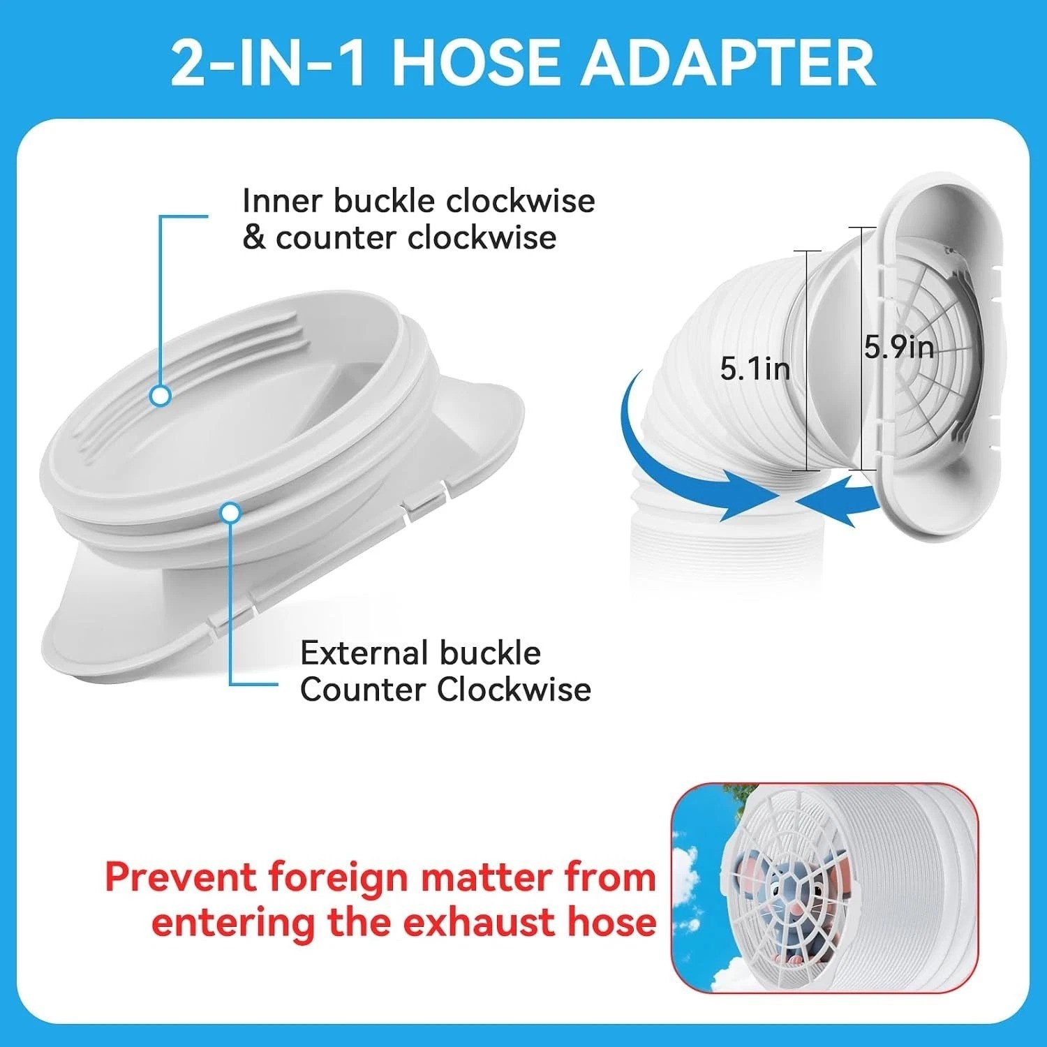 Portable Air Conditioner Window Vent Kit 5.9 Inch Exhaust Hose Adjustable