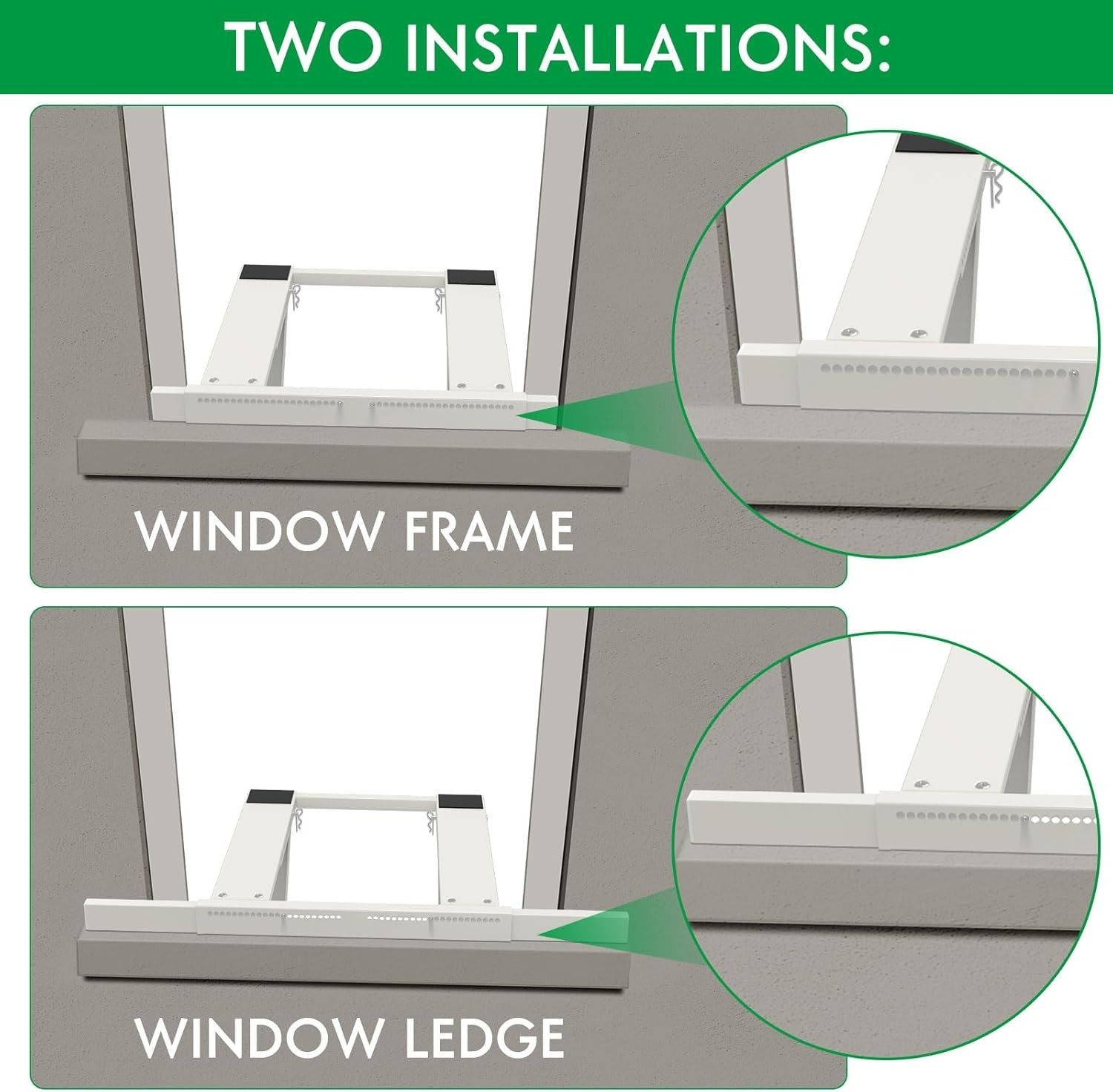 No-Drill Window AC Bracket – Safety Features, Adapts to 24-38&Prime; Windows