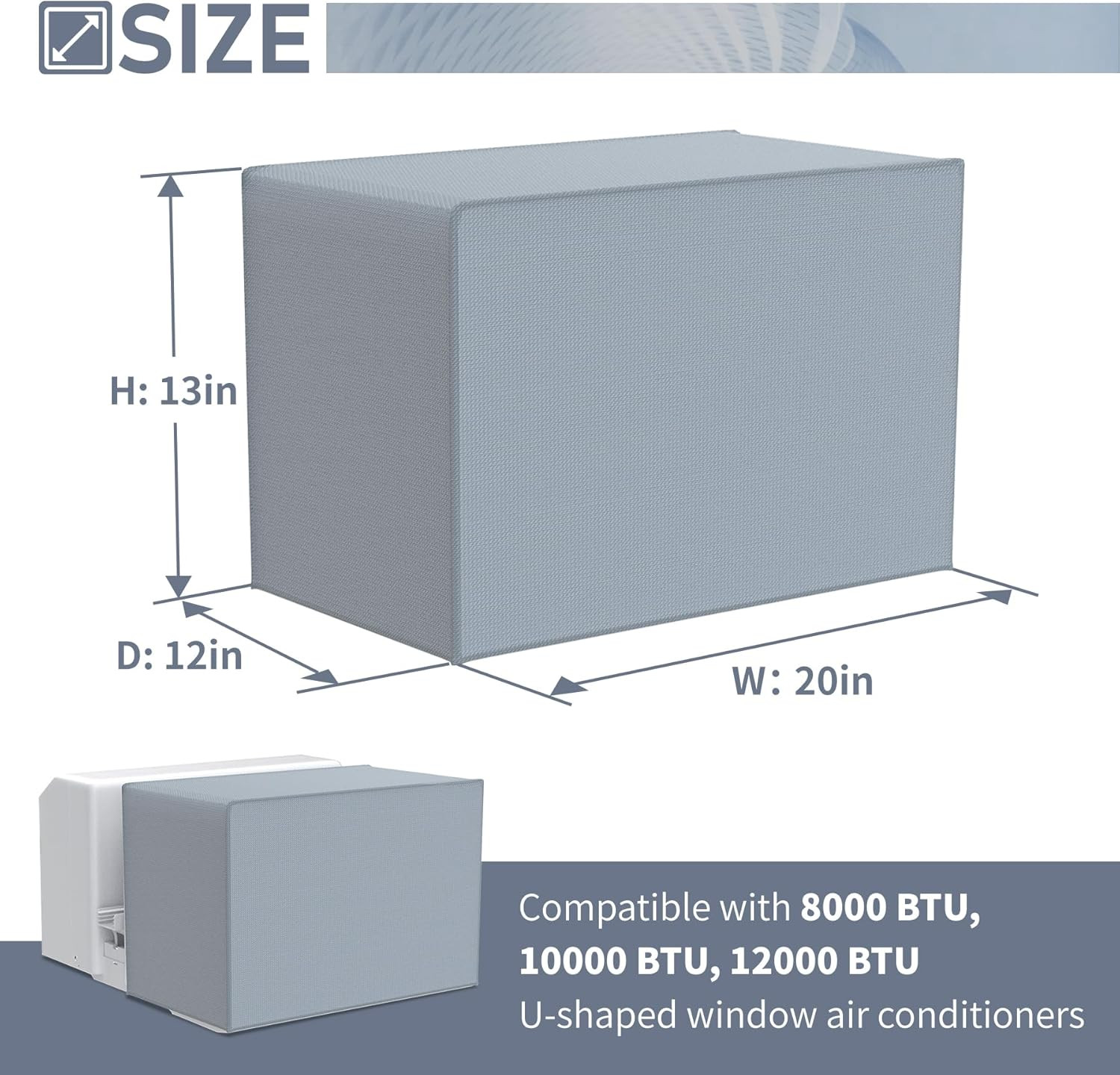Flamorrow Air Conditioner Cover for U-Shaped 8000, 10000, 12000 BTU Window Unit