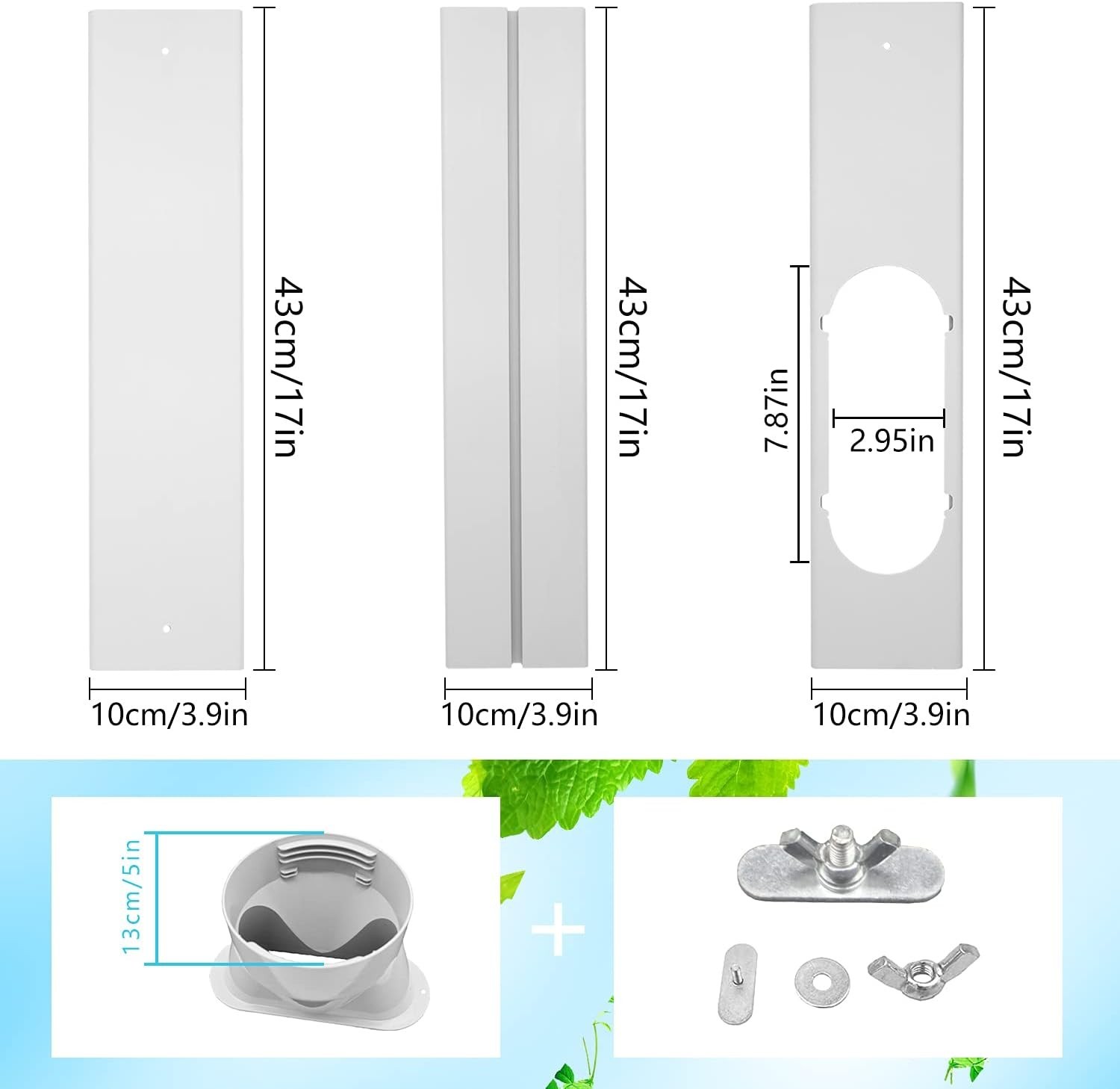 Portable AC Window Vent Kit with 5 Inch Hose Seal Panels for Sliding Windows