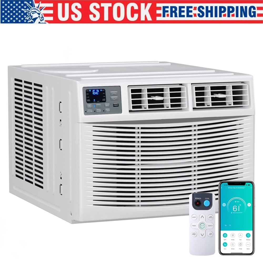 8000 BTU 115V Air Conditioner Window w/ Heat Window AC WIFI Remote App Control