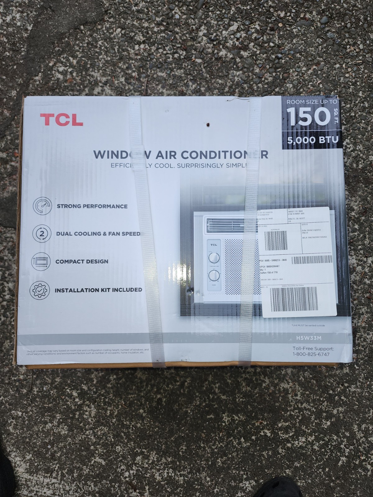 TCL Window Mounted Air Conditioner A/C Unit 150 Sq Ft 5000 BTU H5W33M New Sealed