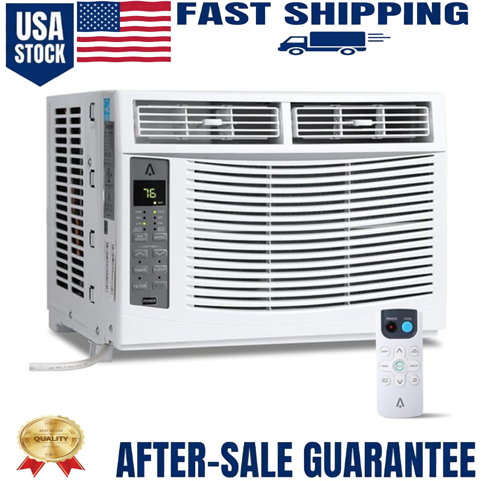6000 BTU Smart Window Air Conditioner 3 Fan Speeds Fast Cooling for 250 Sq.Ft