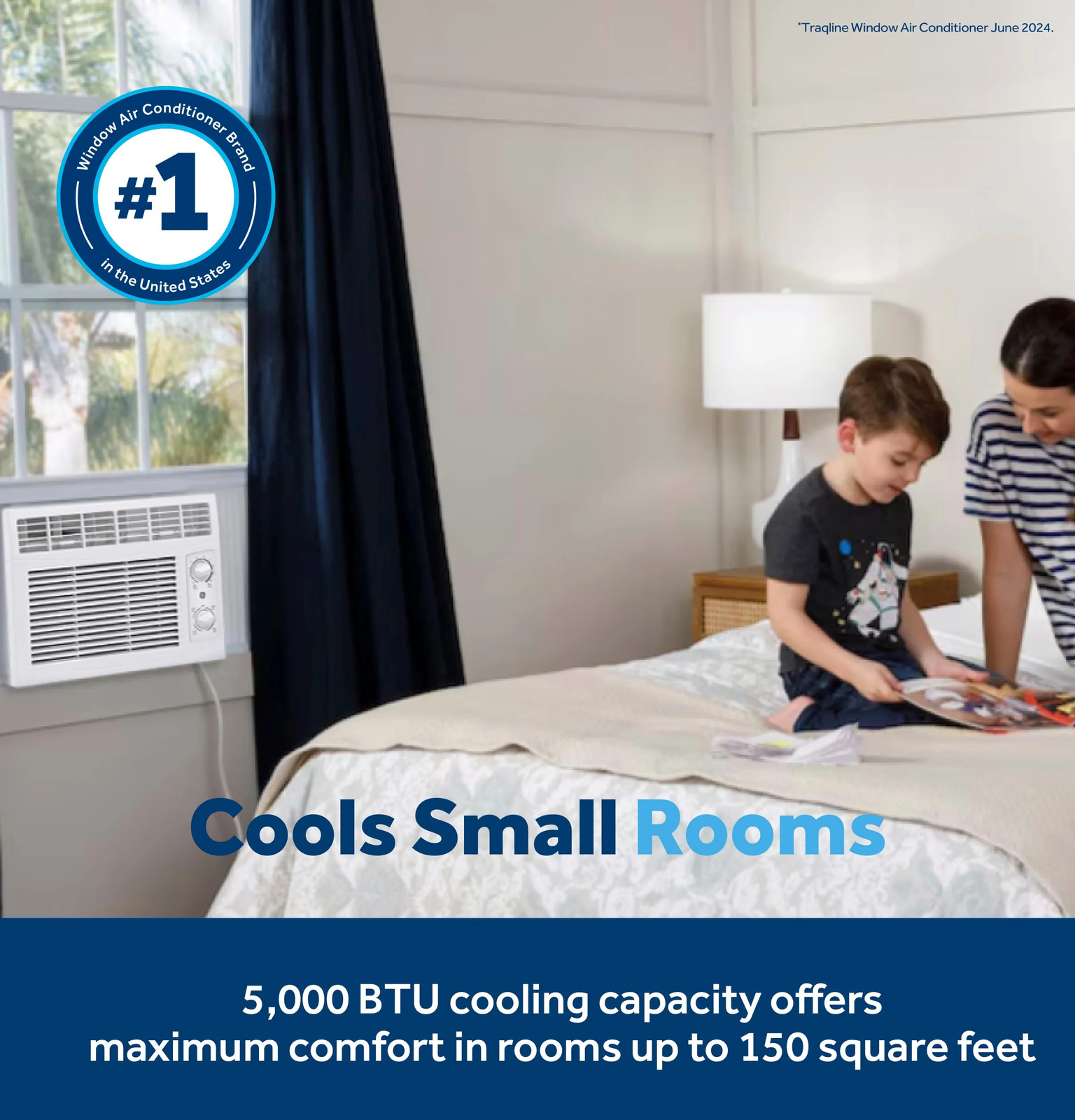GE 5000 BTU Window Air Conditioner 115V Small Room 150 sq ft White