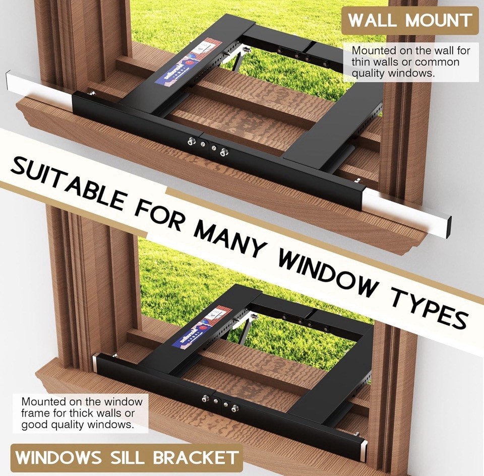 Upgraded No-Drill Window AC Bracket, Adjustable Window Air Conditioner Support
