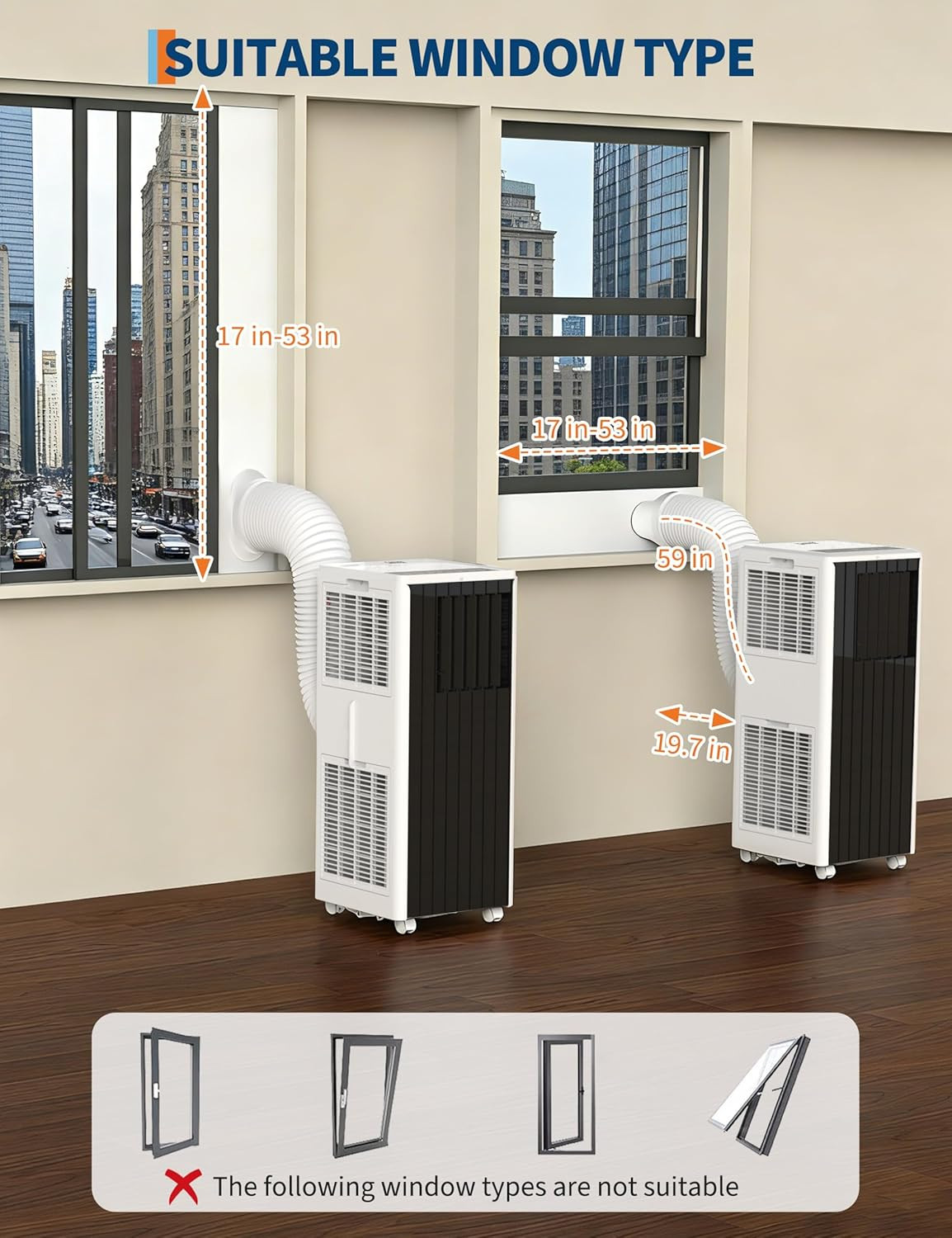 8000 BTU Portable Air Conditioner, Complete Window Kit & Remote Included – Easy