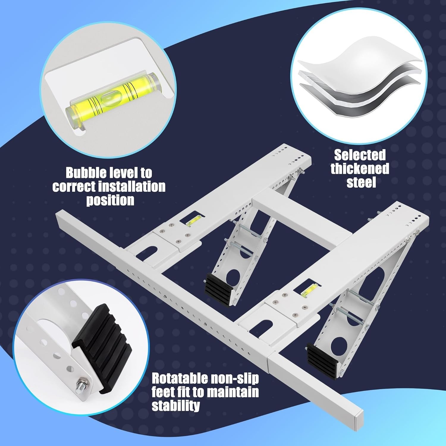 Durable Adjustable AC Window Bracket for 5000-24000 BTU Units, 220lb Capacity