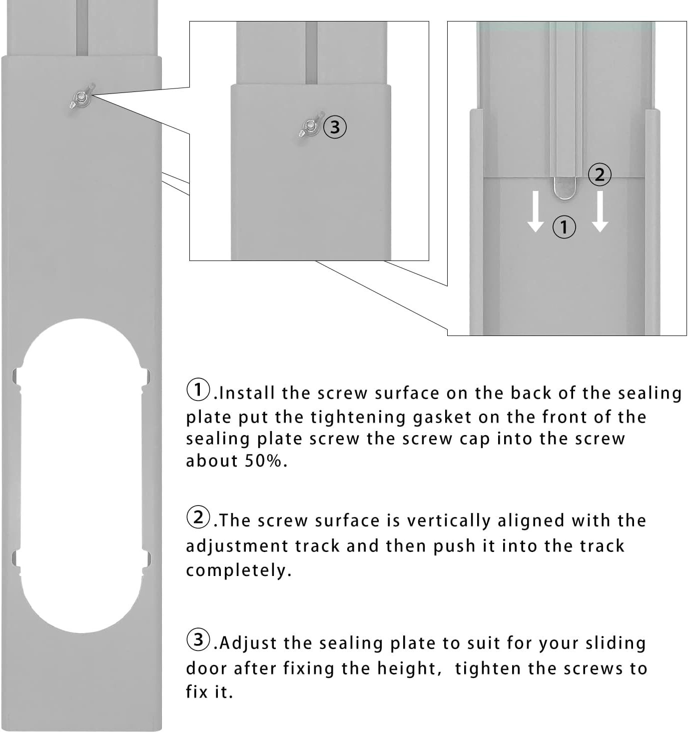 Portable AC Window Vent Kit with 5 Inch Hose Seal Panels for Sliding Windows