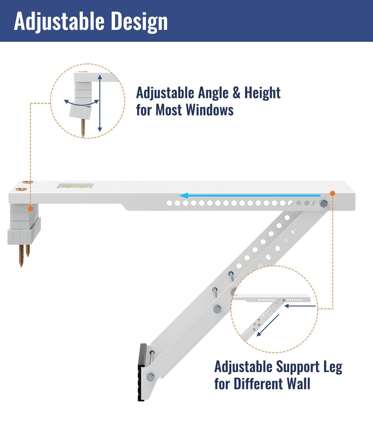 Heavy Duty Window AC Support Bracket, Universal Fit for 12,000-24,000 BTU Units,