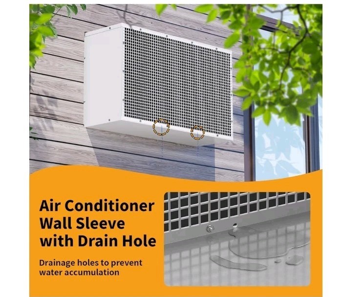 Durable Air Conditioner Wall Sleeve 26&Prime; AC Wall Sleeve w/ Mesh Vent/Drain Hole