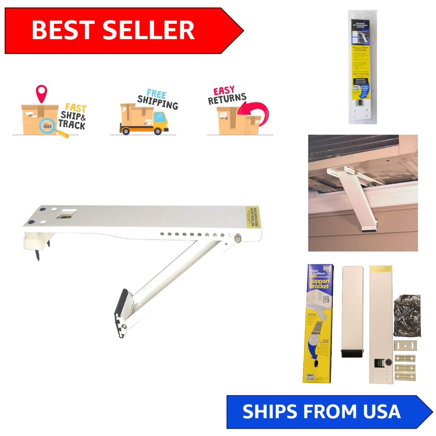 A/C Safe AC-160: Durable Steel Bracket for Window Air Conditioners, Easy Install